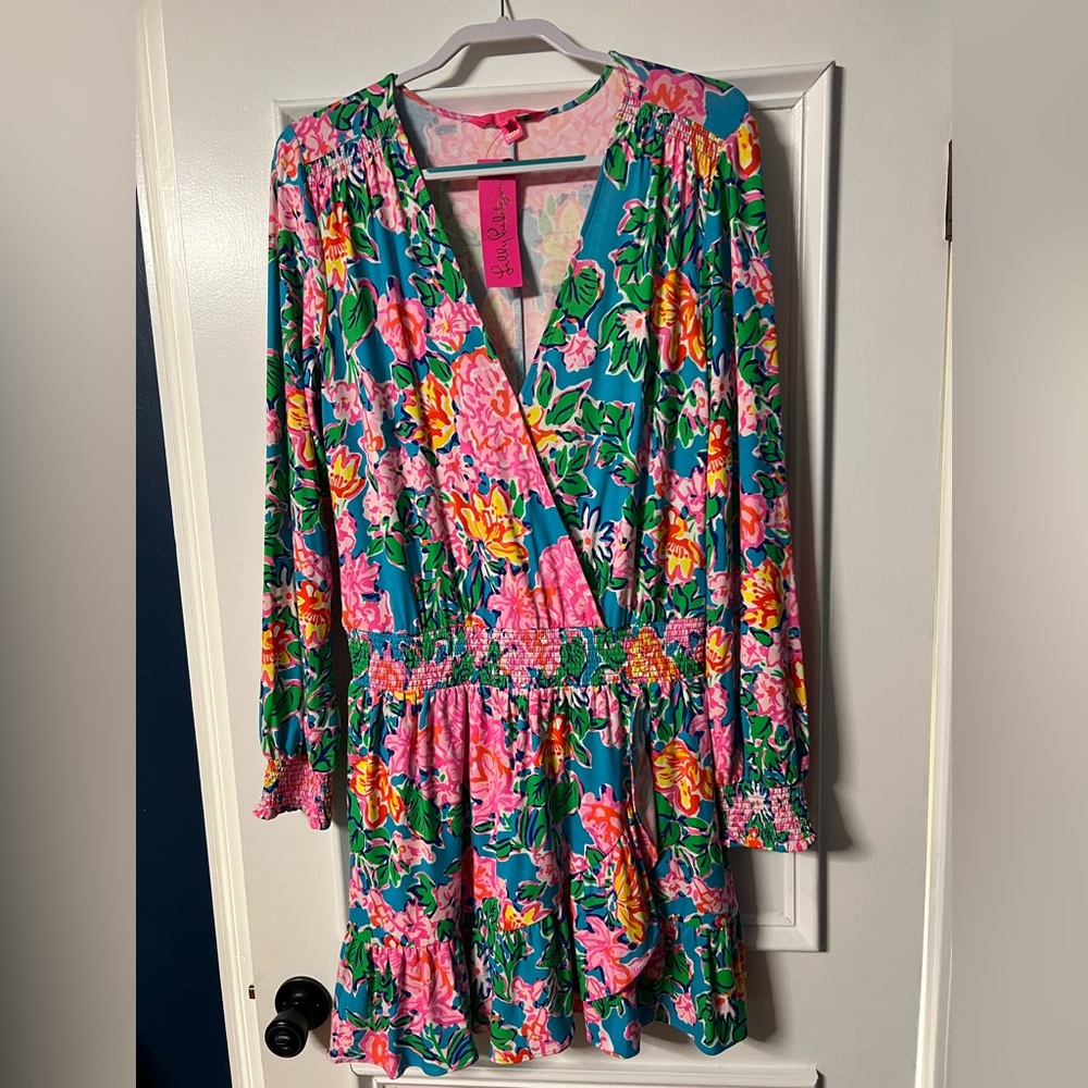 Lilly Pulitzer Tropical Print Dress in Blue and Green